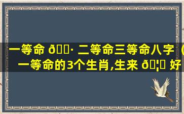 一等命 🌷 二等命三等命八字（一等命的3个生肖,生来 🦟 好运,一生顺利）
